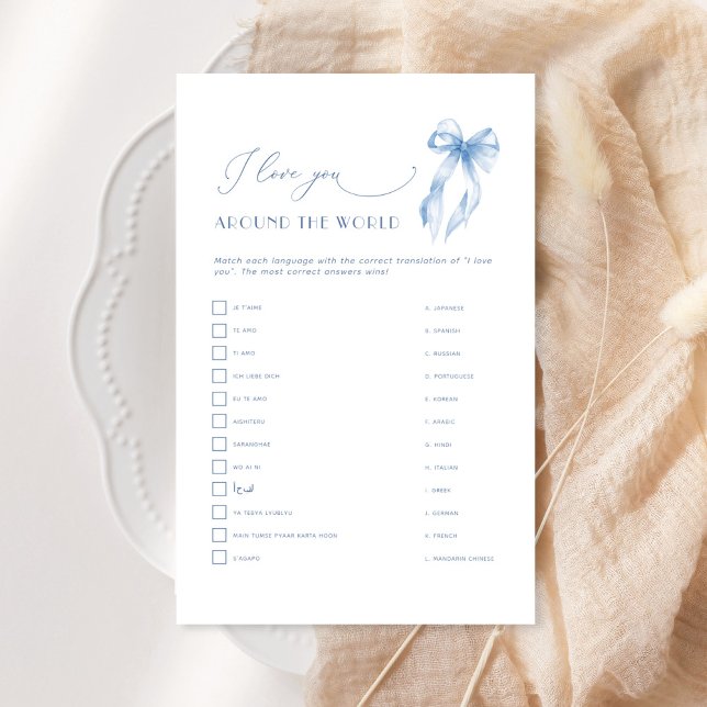 Blue Bow Je T'Aime Autour De La Fête des mariées M (Créateur téléchargé)