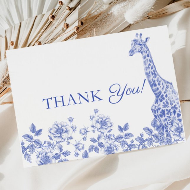 Blue Boy Baby shower Toile Safari Carte de remerci (Blue Boy Baby Shower Toile Safari Thank you Card)