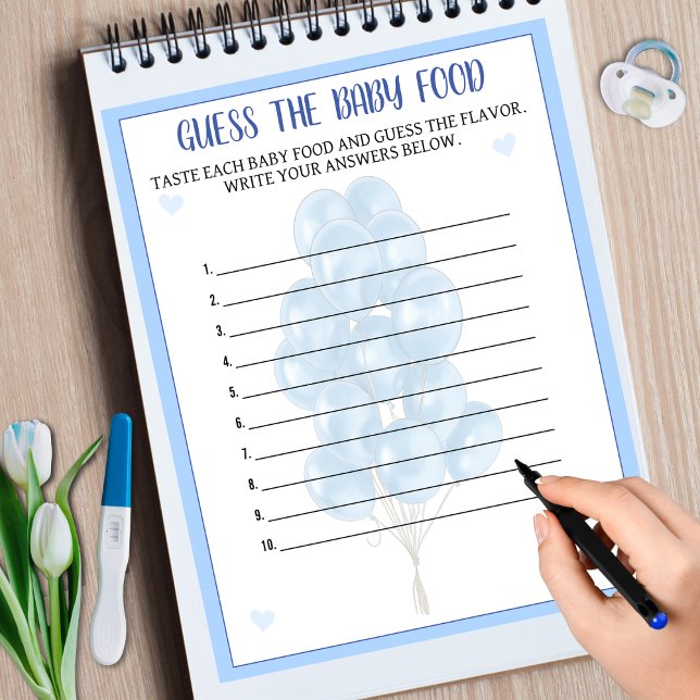 Blue Boy Balloon Alimentation Devant Baby shower J (Blue Boy Balloon Food Guessing Baby Shower Game)