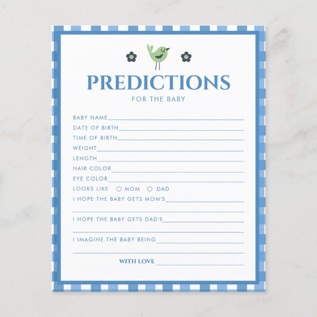 Blue Boy Cute Elephant Prédiction Pour Le Baby sho (Devant)