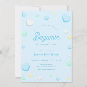 Blue Boy Little Amour Invitation Anniversaire