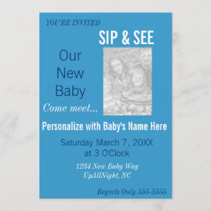 Blue Boy Photo Sip & Voir Invitation