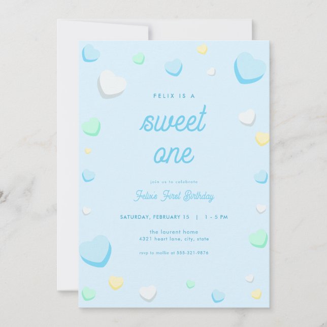 Blue Boy Sweet One First Birthday Invitation (Devant)