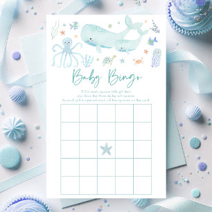 Blue Boy Under the Sea Baby shower Bingo Jeu