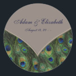 Blue Brown Peacock mariage Faveur Étiquette<br><div class="desc">Le vert émeraude, le bleu royal et le paon turquoise pleuvent le mariage en faveur des étiquettes. Étiquettes violets paons. Autocollants de mariage violet paon. Un mariage violet favorise les étiquettes. Le mariage de paon favorise les étiquettes. Des autocollants de mariage Peacock. Étiquettes de mariage violettes. Étiquettes de mariage bleu...</div>