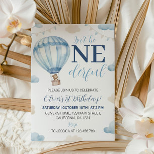 Blue Brown Teddy Bear Boy Invitation Anniversaire