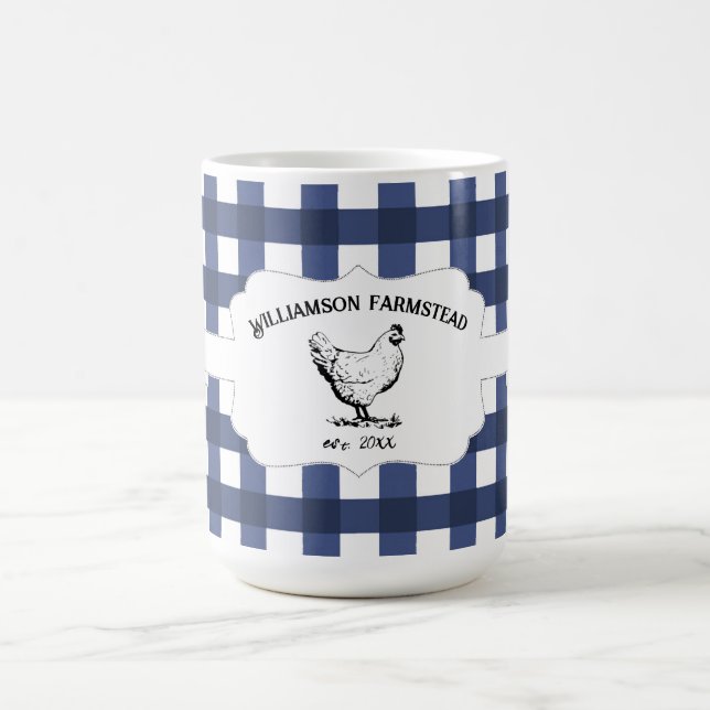 Blue Buffalo Plaid Farm Poulet de café Mug (Centre)
