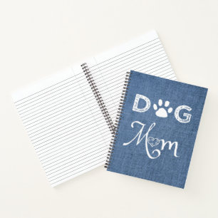 Blue Burlap Chien Maman Carnet