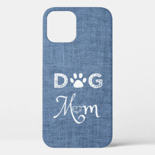 Blue Burlap Chien Maman coque iphone