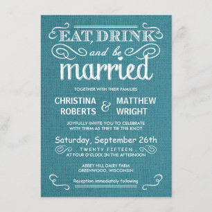Blue Burlap Invitations de mariage rustique