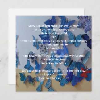 Blue Butterflies Wedding Invitation