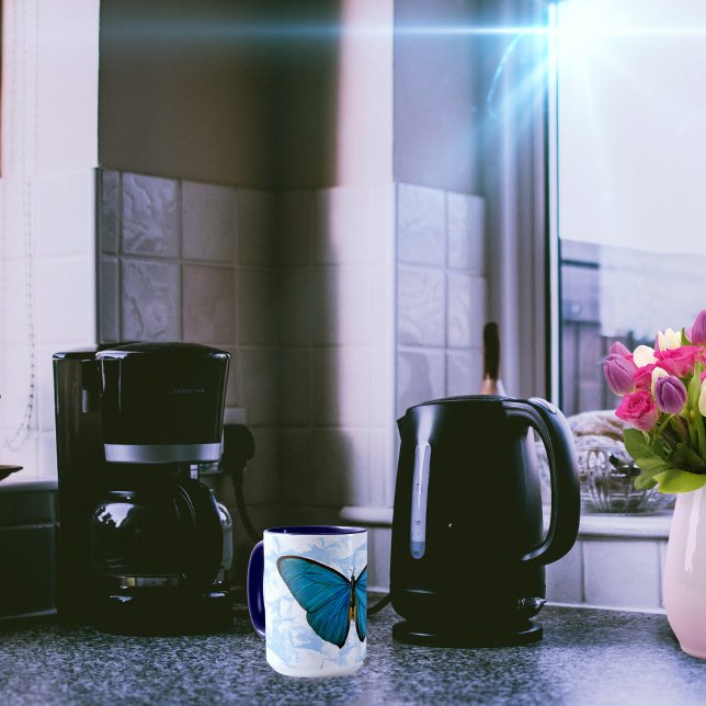 Blue Butterfly Art sur Pop Art Motif Mug Cup (Créateur téléchargé)
