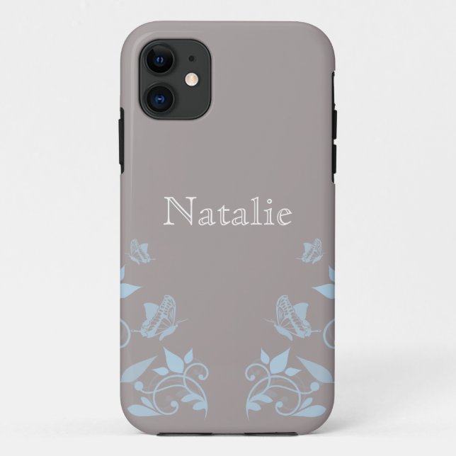 Blue Butterfly Floral BT iPhone 5 Coque (Dos)