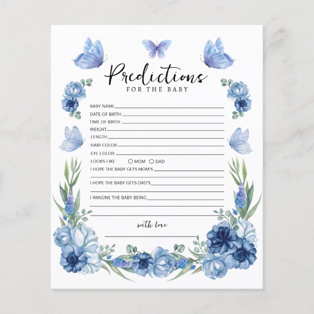 Blue Butterfly Flowers Prédiction Baby Jeu (Devant)