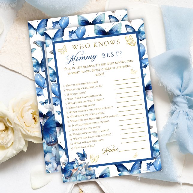 Blue Butterfly Gold Accent Qui connaît maman le me (Créateur téléchargé)