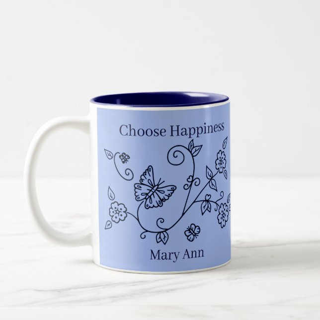 Blue Butterfly Reminder Mug (Gauche)