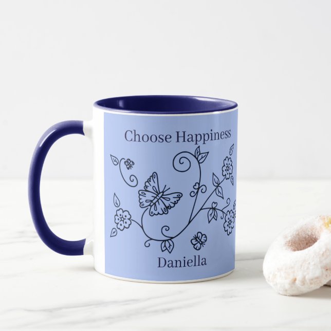 Blue Butterfly Reminder Mug (Avec donut)