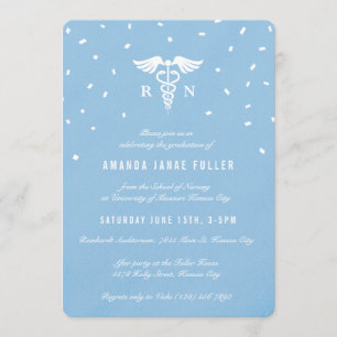Blue Caduceus Infirmière Invitations de graduation