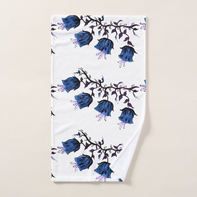 Blue Canterbury cloches sur Vine Fleurs serviette  (Serviette à main)