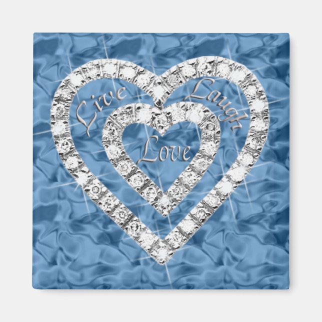 Blue Carré Live Lauder Love Diamond Heart Magnet (Devant)