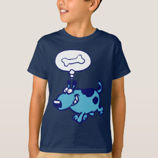 Blue Cartoon Chien pensant à l'os Enfants T-shirt