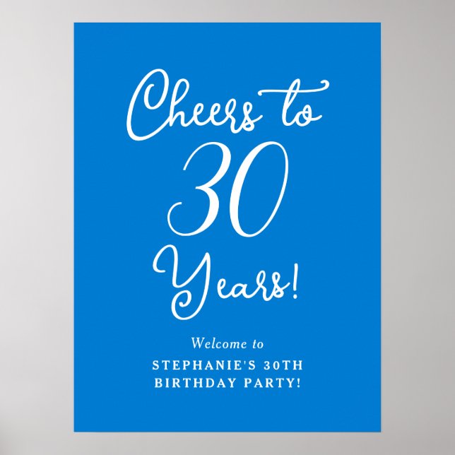 Blue Cheers à 30 ans Affiche de bienvenue d'annive (Devant)