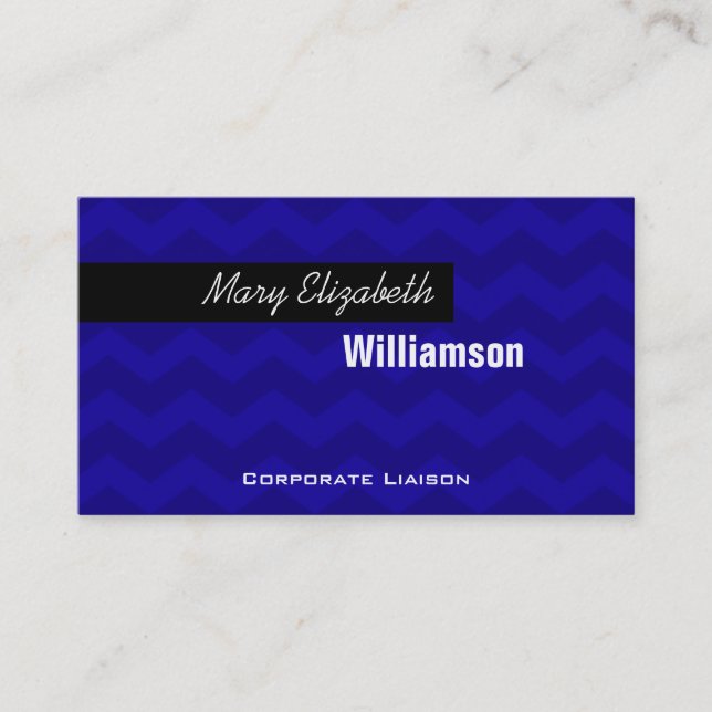 Blue Chevron Moderne Cartes de visite professionne (Devant)