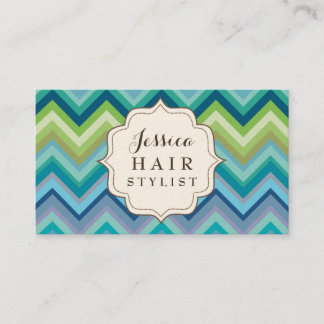 Blue Chevron Motif Hair-list Cartes de visite