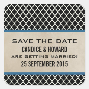 Blue Chic Quatrefoil Enregistrer les stickers Date