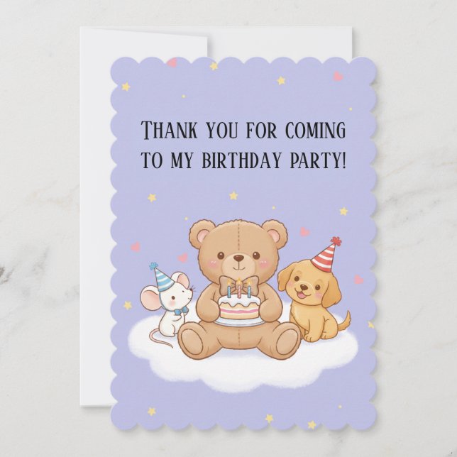 Blue Childish Birthday Invitation Card – Fun Kid (Devant)
