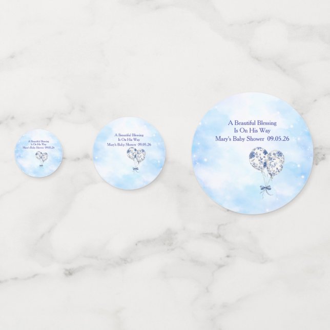 Blue Chinoiserie Baby Shower Table Confetti (Devant)