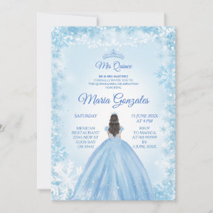 Blue Christmas Princess Quinceanera Invitation