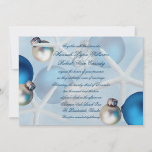 Blue Christmas Starfish Plage Mariage Invitation