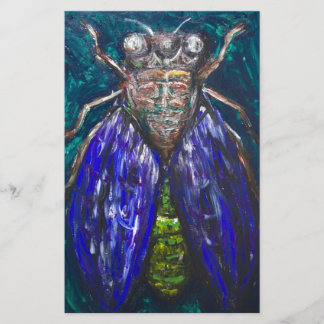 Blue Cicada (peinture d'insecte surréaliste)
