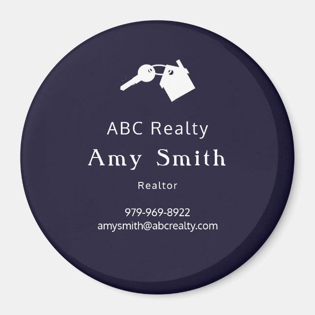 Blue Circular Business Card Magnet (Devant)