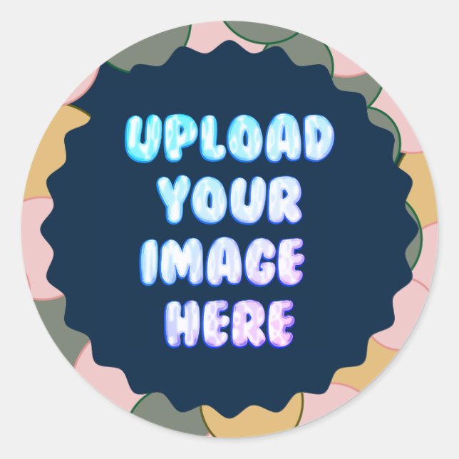 Blue Classic Round Sticker with a Business Logo (Devant)