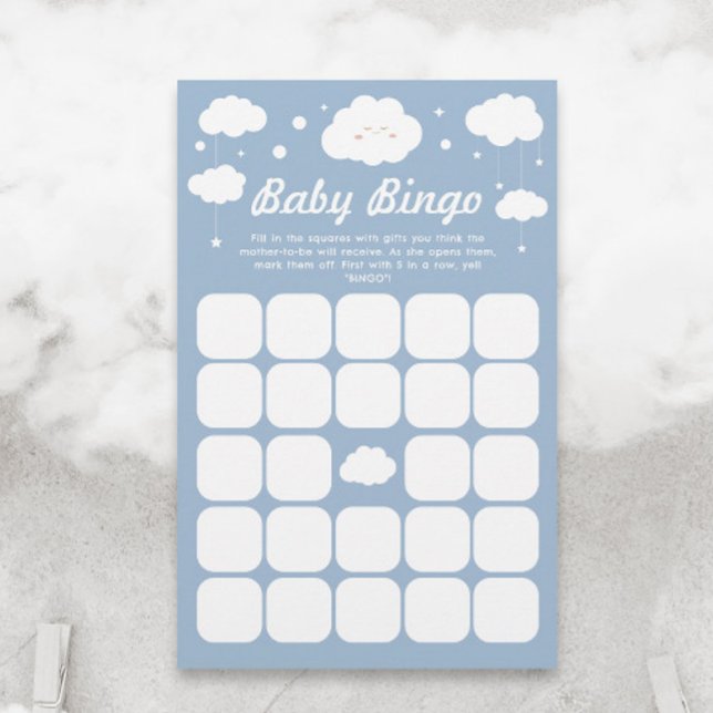 Blue Cloud Baby shower Baby Bingo Jeu (Créateur téléchargé)
