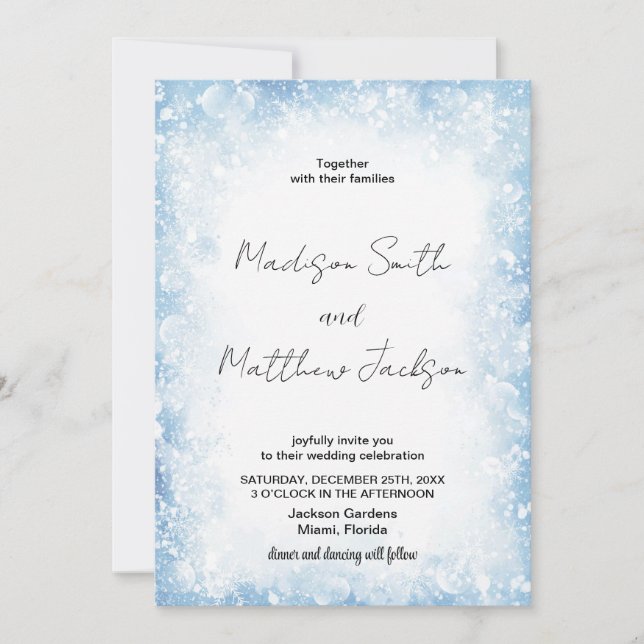Blue Cloud neige les invitations de mariage (Devant)