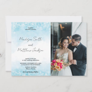 Blue Cloud Wedding Invitations avec photo