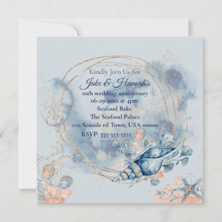 Blue Coastal Beach invitations à l'anniversaire de
