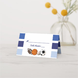 Blue Color Block Sports Party Place Cartes