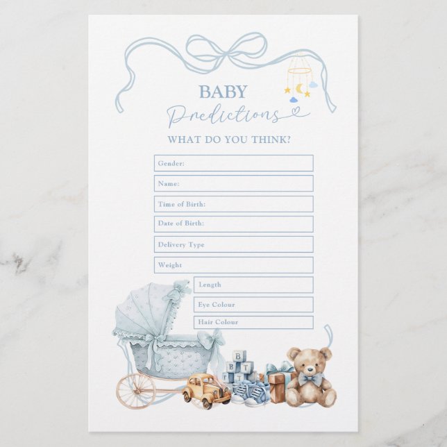 Blue Coquette Baby Carriage Baby Predictions  (Devant)