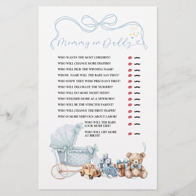 Blue Coquette Baby Carriage Mommy or Daddy (Devant)