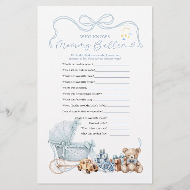 Blue Coquette Baby Carriage Who Know Mommy Better (Devant)