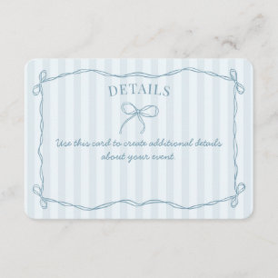Blue Coquette Bow Pastel Détails Invitation Insert