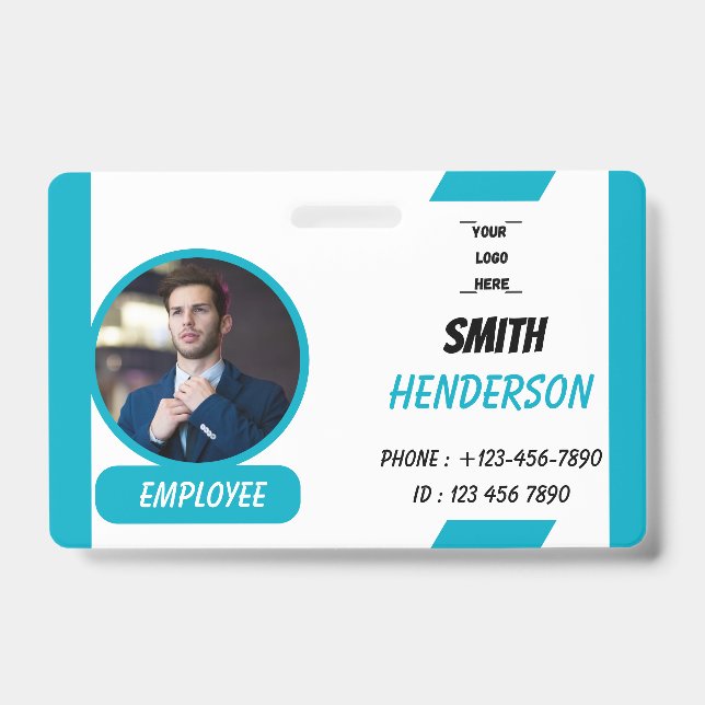 Blue Corporate Employee Photo ID Badge (Face)