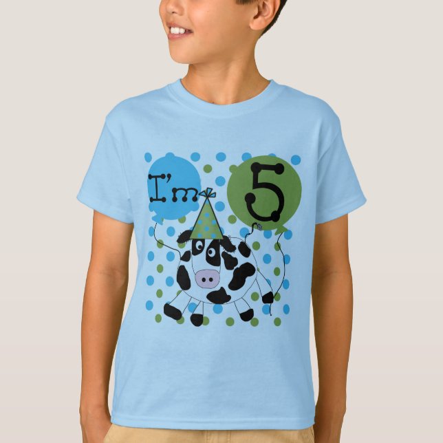 Blue Cow 5th Birthday Tshirts et cadeaux (Devant)