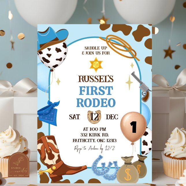 Blue Cowboy Birthday Invitation (Créateur téléchargé)