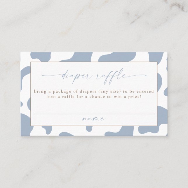Blue Cowboy Cow Print Diaper Raffle Ticket (Devant)