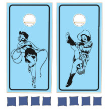 Blue Cowgirl Cornhole Set